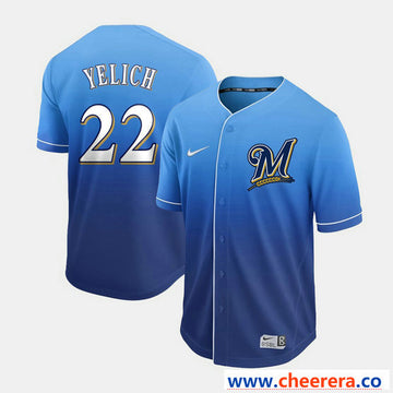 Christian Yelich Milwaukee Brewers blue jersey