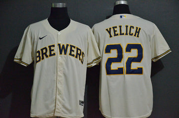 Christian Yelich Milwaukee Brewers cream jersey