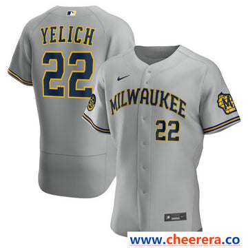 Christian Yelich Milwaukee Brewers gray jersey