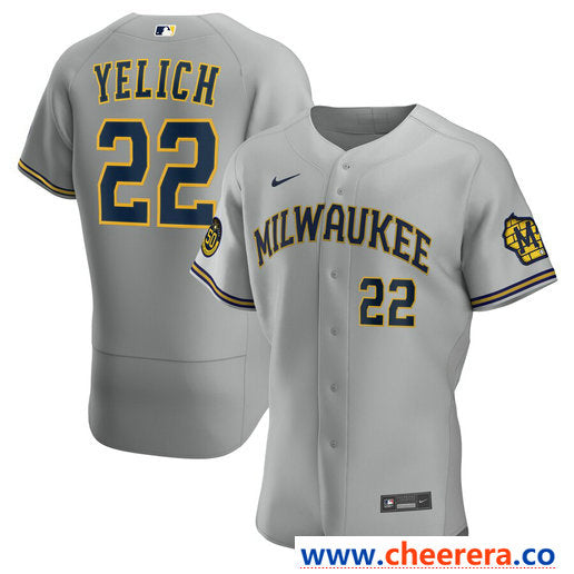 Christian Yelich Milwaukee Brewers gray jersey
