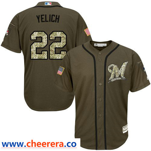 Christian Yelich Milwaukee Brewers green Salute To Service jersey