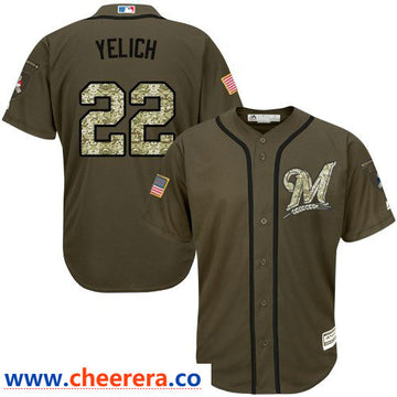 Christian Yelich Milwaukee Brewers green Salute To Service jersey