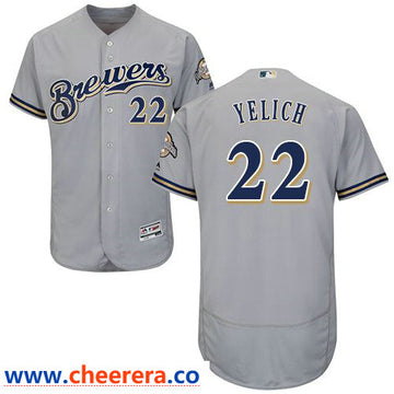 Christian Yelich Milwaukee Brewers grey Authentic jersey