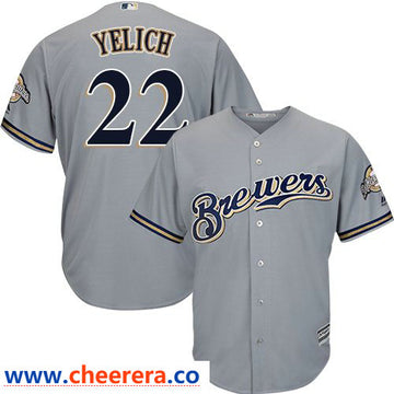Christian Yelich Milwaukee Brewers grey jersey