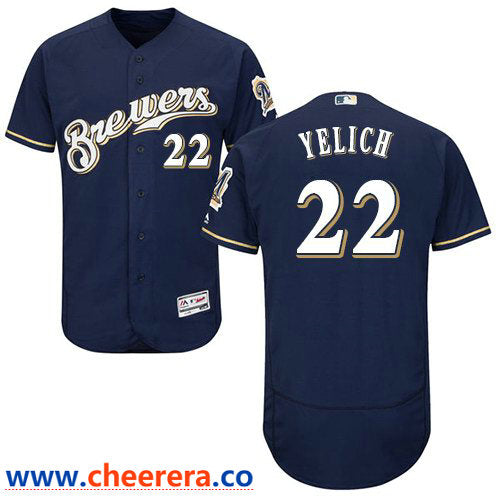 Christian Yelich Milwaukee Brewers navy Authentic jersey
