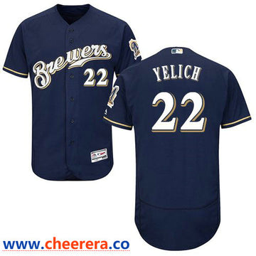 Christian Yelich Milwaukee Brewers navy Authentic jersey