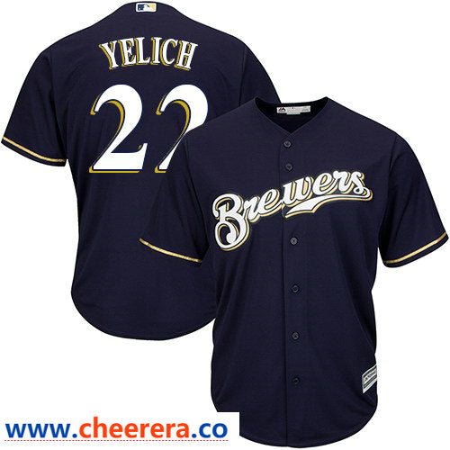 Christian Yelich Milwaukee Brewers navy jersey