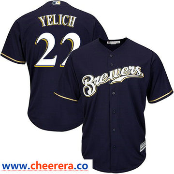Christian Yelich Milwaukee Brewers navy jersey