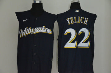 Christian Yelich Milwaukee Brewers navy jersey