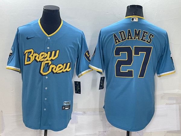 Willy Adames Milwaukee Brewers blue City Connect jersey