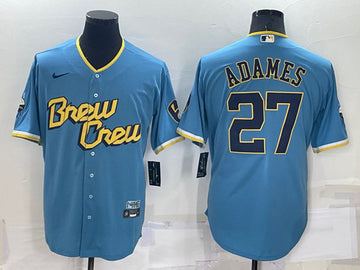 Willy Adames Milwaukee Brewers blue City Connect jersey