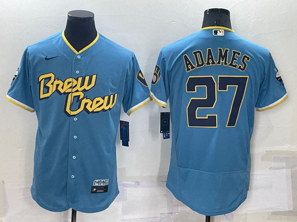 Willy Adames Milwaukee Brewers blue City Connect jersey