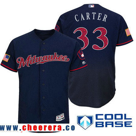 Chris Carter Milwaukee Brewers navy Fashion jersey