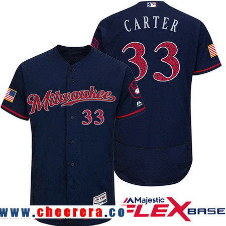Chris Carter Milwaukee Brewers navy Fashion jersey