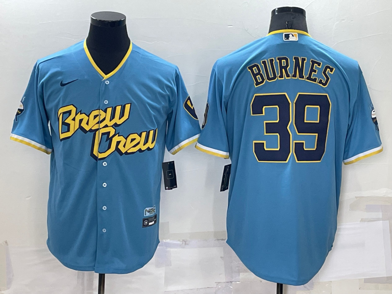 Corbin Burnes Milwaukee Brewers blue City Connect jersey