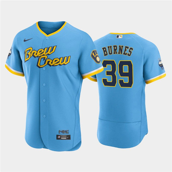 Corbin Burnes Milwaukee Brewers blue City Connect jersey