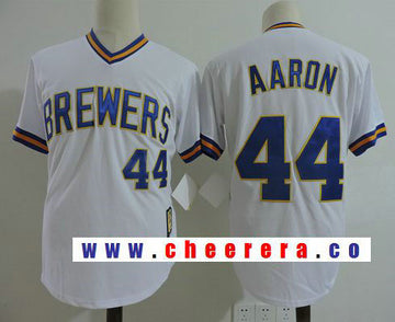 Hank Aaron Milwaukee Brewers white Throwback jersey