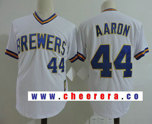 Hank Aaron Milwaukee Brewers white Throwback jersey