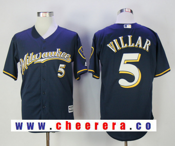 Jonathan Villar Milwaukee Brewers navy jersey