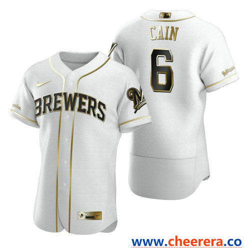 Lorenzo Cain Blank Milwaukee Brewers white jersey