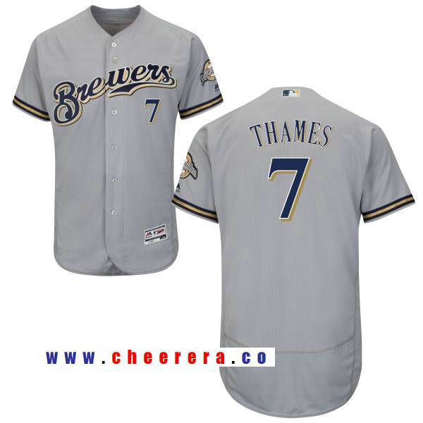 Eric Thames Milwaukee Brewers gray Road jersey