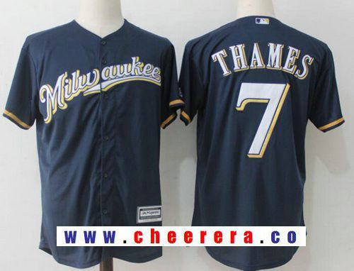 Eric Thames Milwaukee Brewers navy jersey