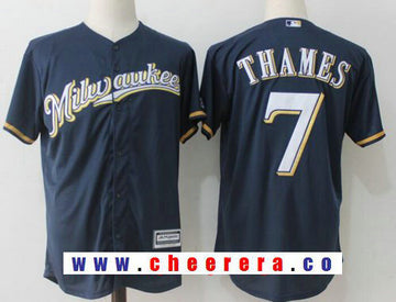 Eric Thames Milwaukee Brewers navy jersey
