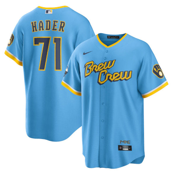 Josh Hader Milwaukee Brewers blue City Connect jersey