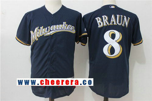 Ryan Braun Milwaukee Brewers navy jersey