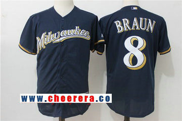 Ryan Braun Milwaukee Brewers navy jersey