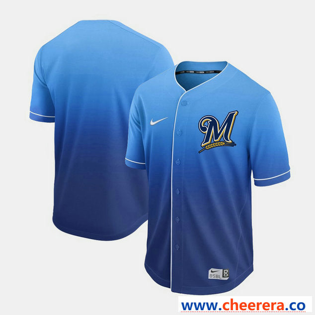 Custom Milwaukee Brewers blue jersey