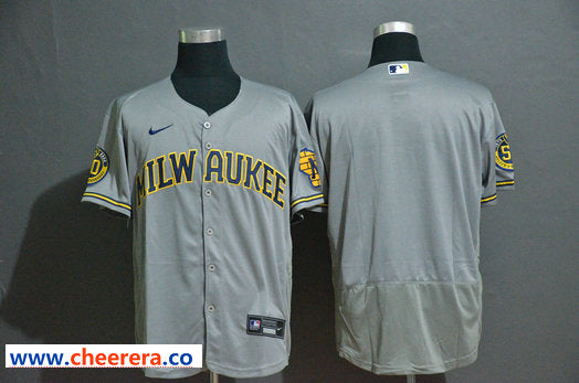Custom Milwaukee Brewers gray jersey