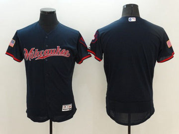 Custom Milwaukee Brewers navy Fashion jersey