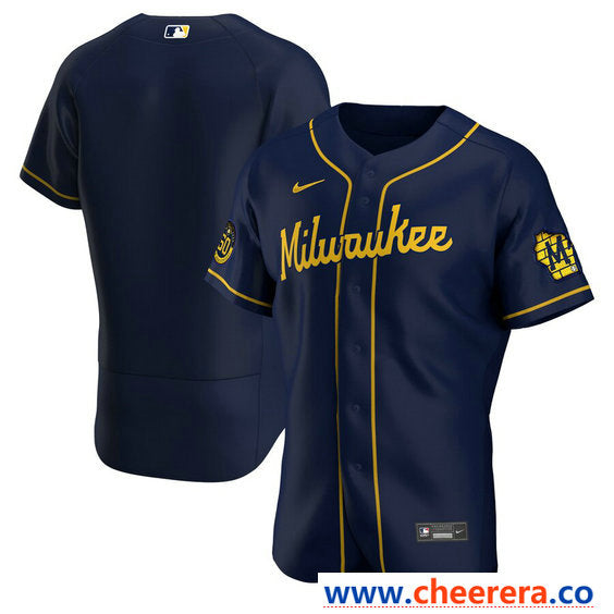 Custom Milwaukee Brewers navy jersey