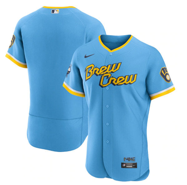 Custom Milwaukee Brewers blue City Connect jersey