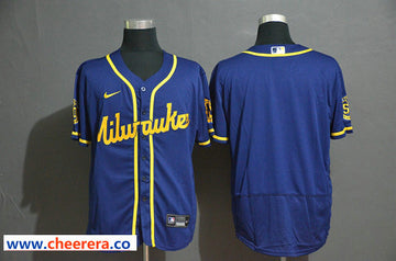 Custom Milwaukee Brewers royal jersey