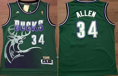 Ray Allen Aba Hardwood Milwaukee Bucks green Throwback jersey