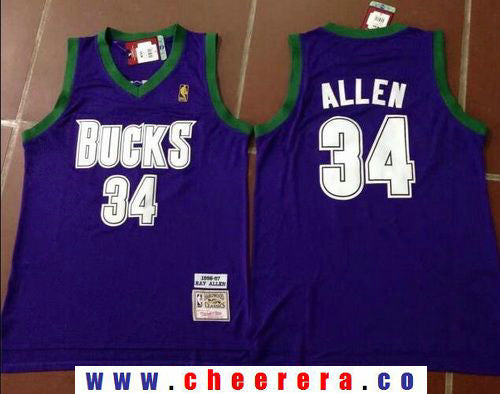 Ray Allen Milwaukee Bucks purple Throwback jersey