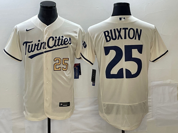 Byron Buxton Number Minnesota Twins cream jersey