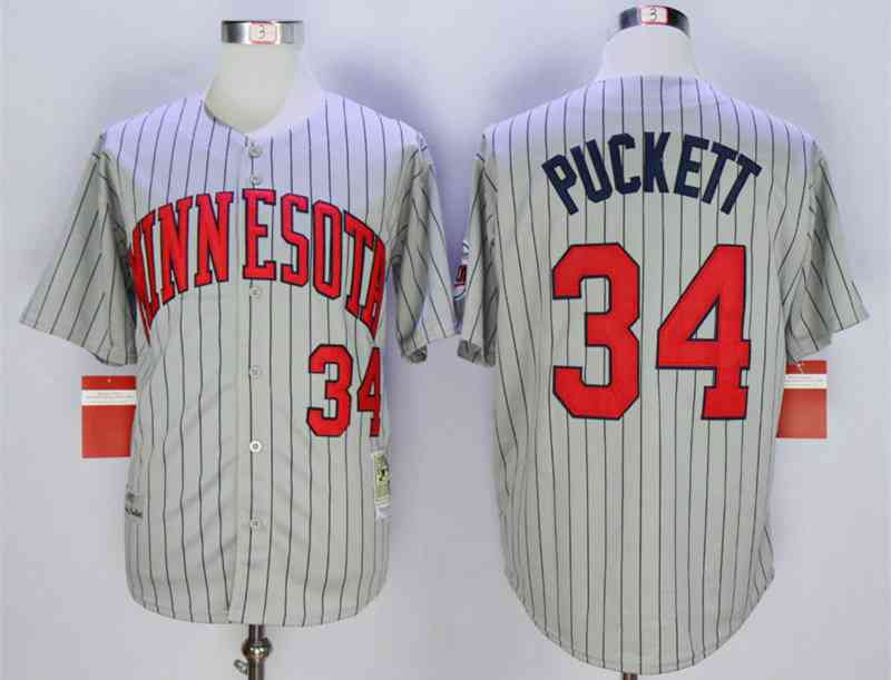 Kirby Puckett Minnesota Twins grey Throwback jersey