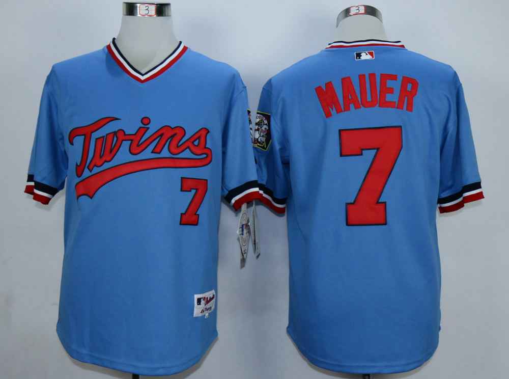 Joe Mauer Minnesota Twins blue Cooperstown jersey