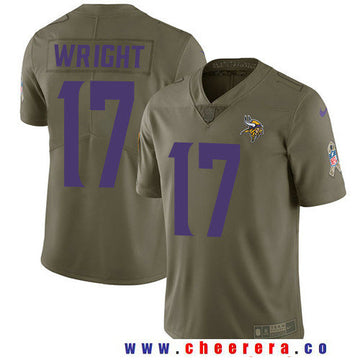 Jarius Wright Minnesota Vikings olive Salute To Service jersey