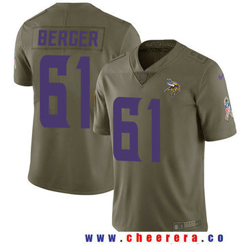Joe Berger Minnesota Vikings olive Salute To Service jersey