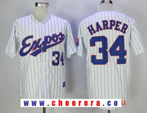 Bryce Harper Majestic Washington Nationals white Cooperstown jersey