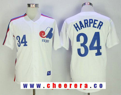 Bryce Harper Majestic Washington Nationals white Cooperstown jersey
