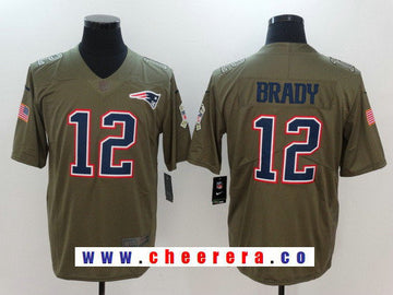 Tom Brady New England Patriots olive Salute To Service jersey