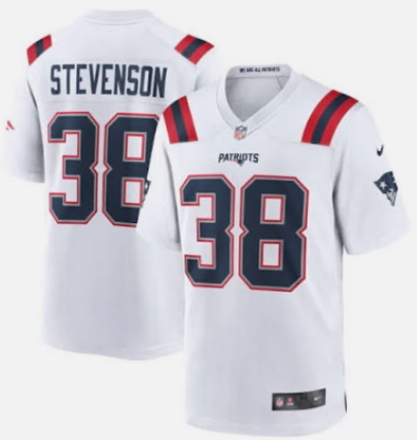 Rhamondre Stevenson New England Patriots white Limited jersey
