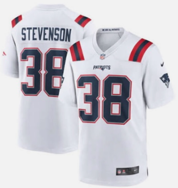 Rhamondre Stevenson New England Patriots white Limited jersey
