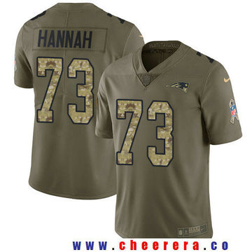 John Hannah New England Patriots olive Salute To Service jersey