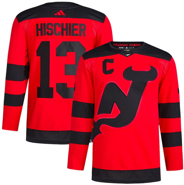 New Nico Hischier New Jersey Devils red Stadium Series jersey